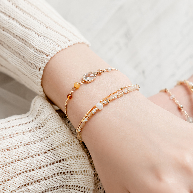 十一月誕生石 • 金翠花 • 初吻 – 珍珠黃玉 – 手鍊