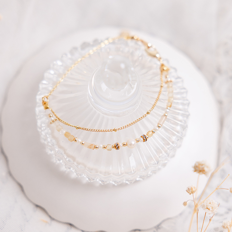 十一月誕生石 • 金翠花 • 初吻 – 珍珠黃玉 – 手鍊