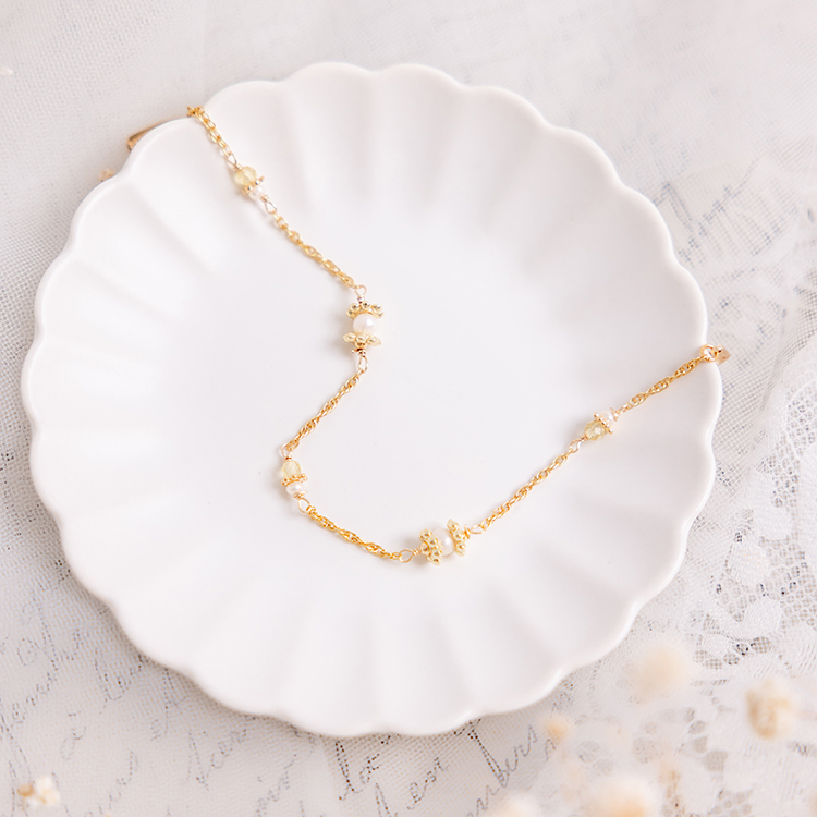 十一月誕生石 • 石斛蘭 • 勇敢 – 珍珠黃水晶 – 手鍊