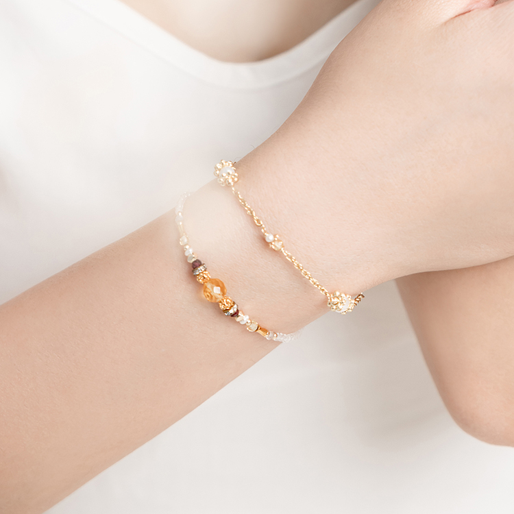 十一月誕生石 • 石斛蘭 • 勇敢 – 珍珠黃水晶 – 手鍊