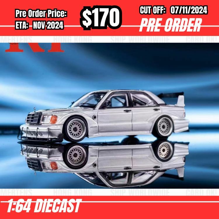 PO-$170 * Rhino Model * 1:64 Mercedes Benz 190E W201 HWA Concept Silver [OD30/10]