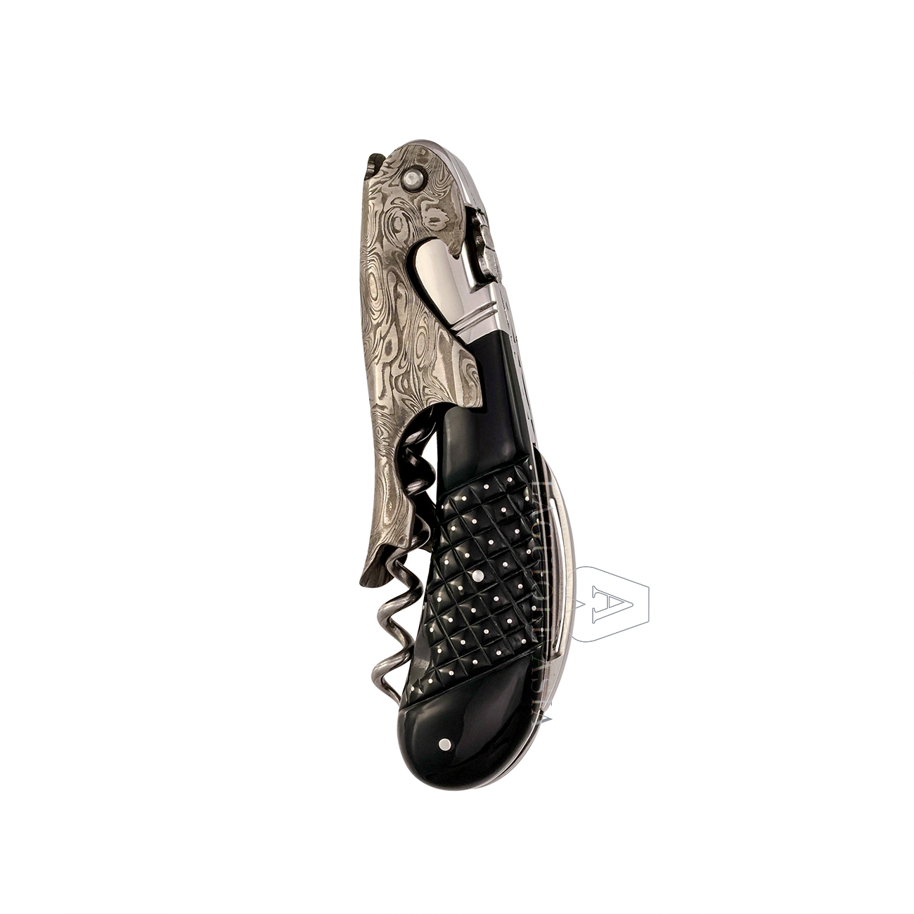 LAGUIOLE MAGNUM ⋆ Studded Black Horn ⋆ Damascus