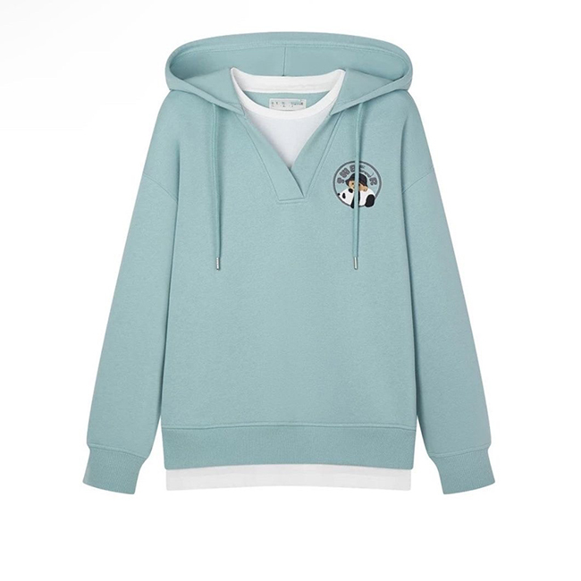 小熊刷毛長袖假兩件-兩色預購