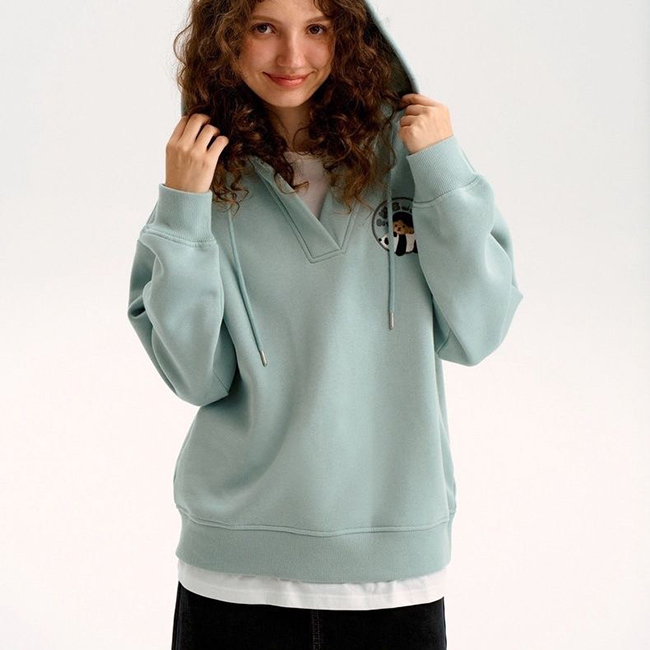 小熊刷毛長袖假兩件-兩色預購