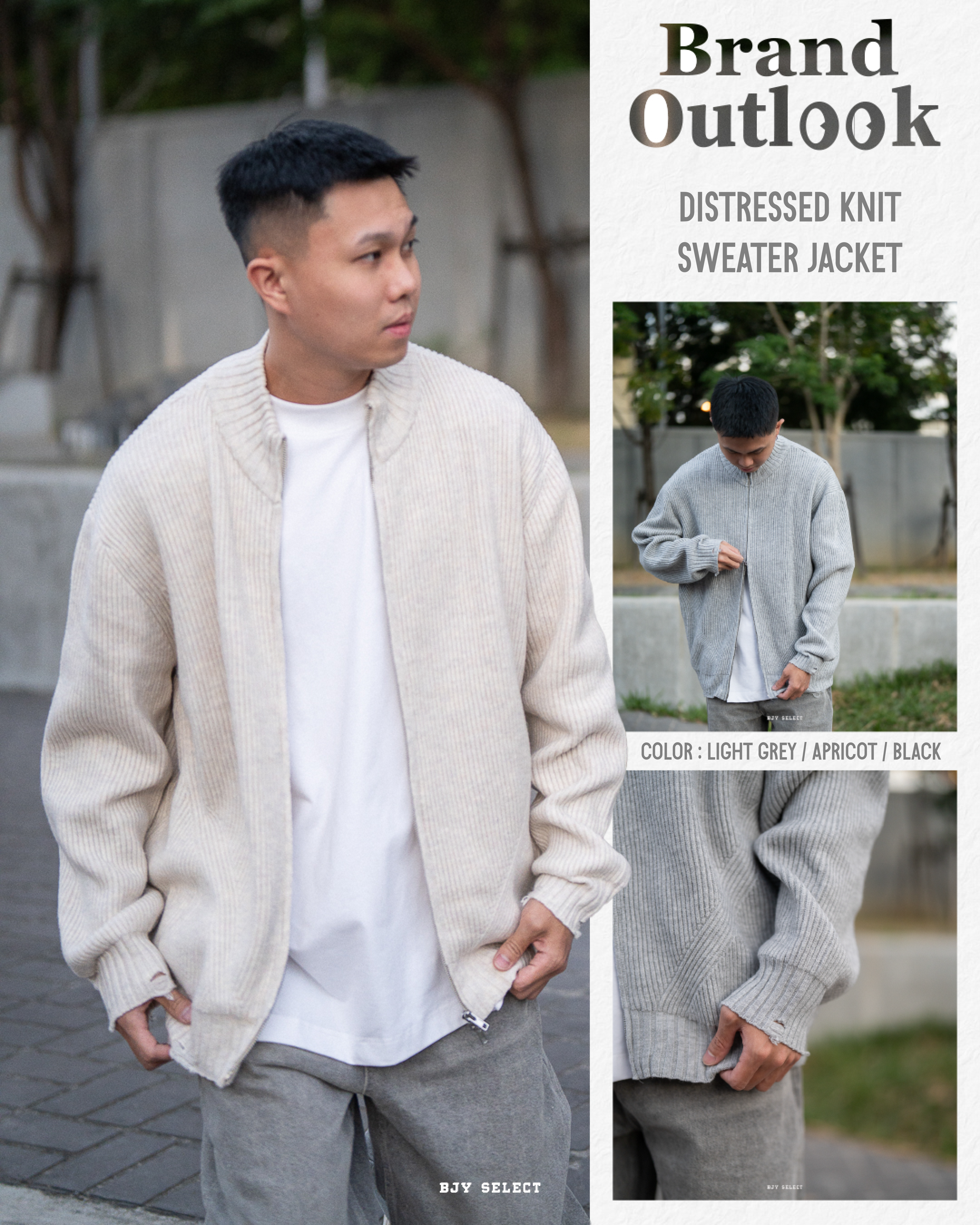 #現貨 Tailor collection 破壞造型 針織毛衣外套 淺灰色  杏色  黑色 Y786