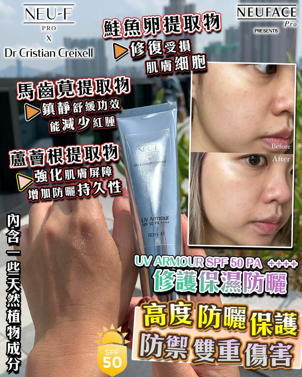 NEU-F Pro x Dr. Cristian Creixell UV Armour SPF 50 PA++++