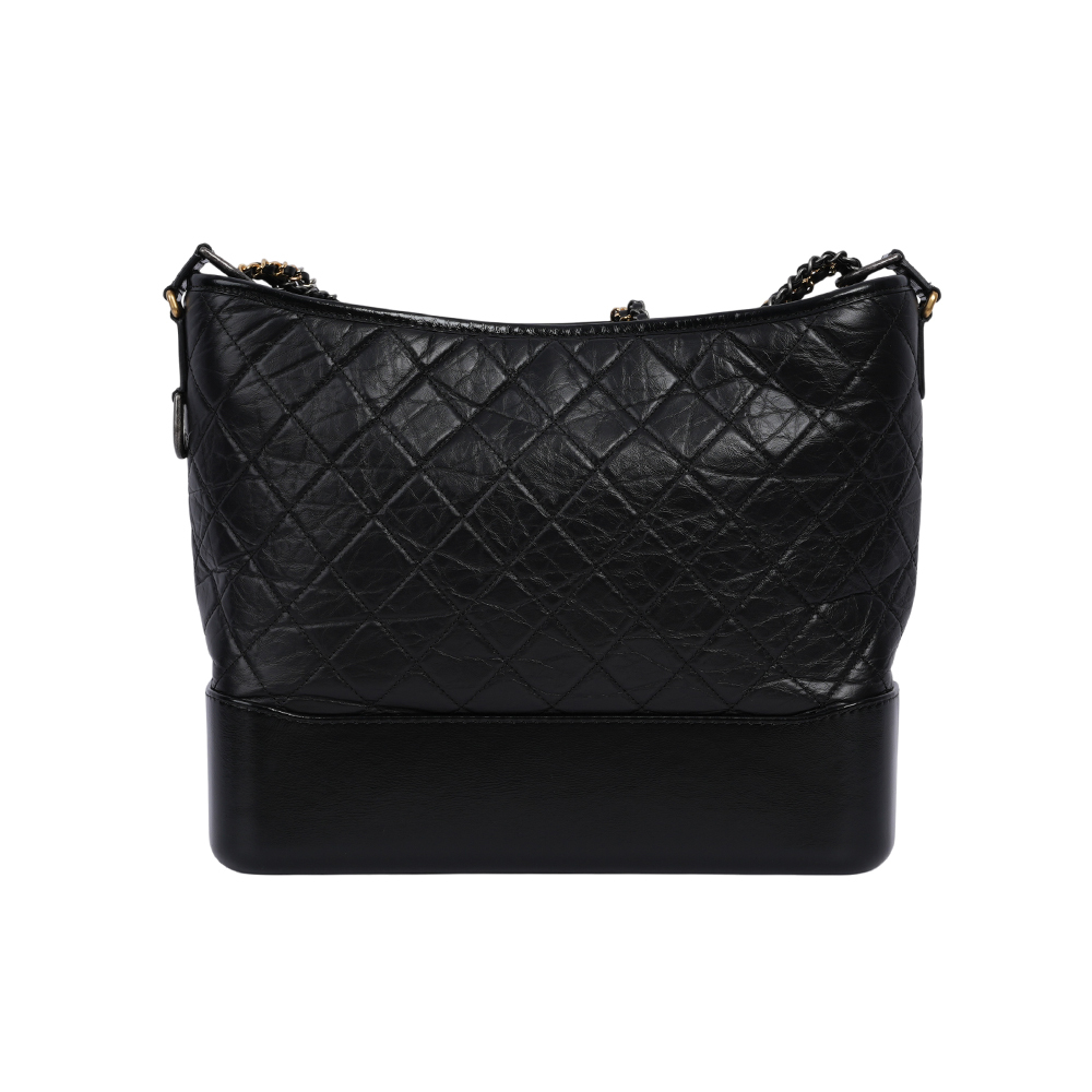 【CHANEL】Gabrielle HoBo菱格紋小牛皮流浪包(大款)(黑色)A93825 Y61477 94305