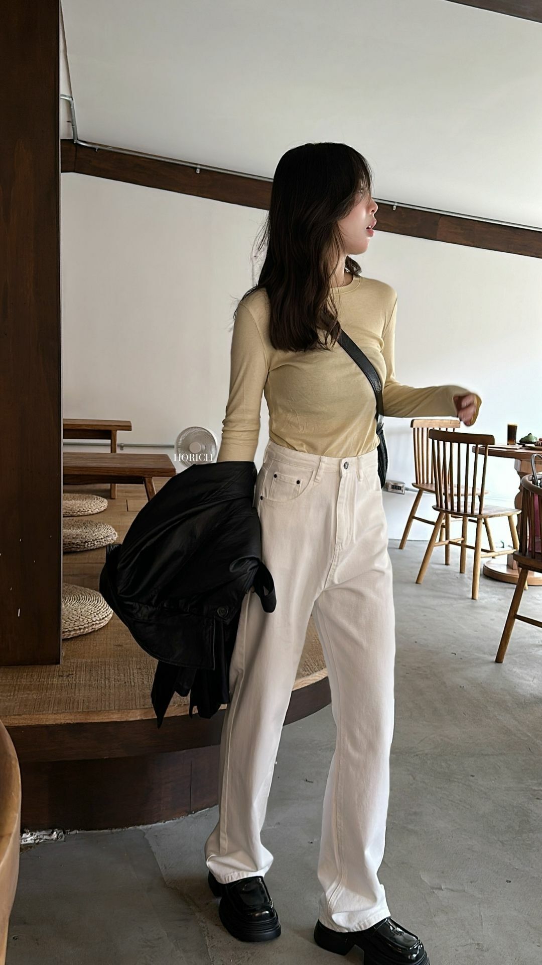 Y132-主推款!!巨藏肉顯瘦 高腰闊腿直筒寬鬆 牛仔落地褲 (2色)(正常/加長) XS-2XL-白色