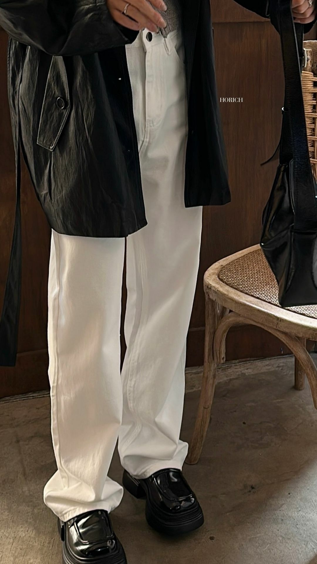 Y132-主推款!!巨藏肉顯瘦 高腰闊腿直筒寬鬆 牛仔落地褲 (2色)(正常/加長) XS-2XL-白色