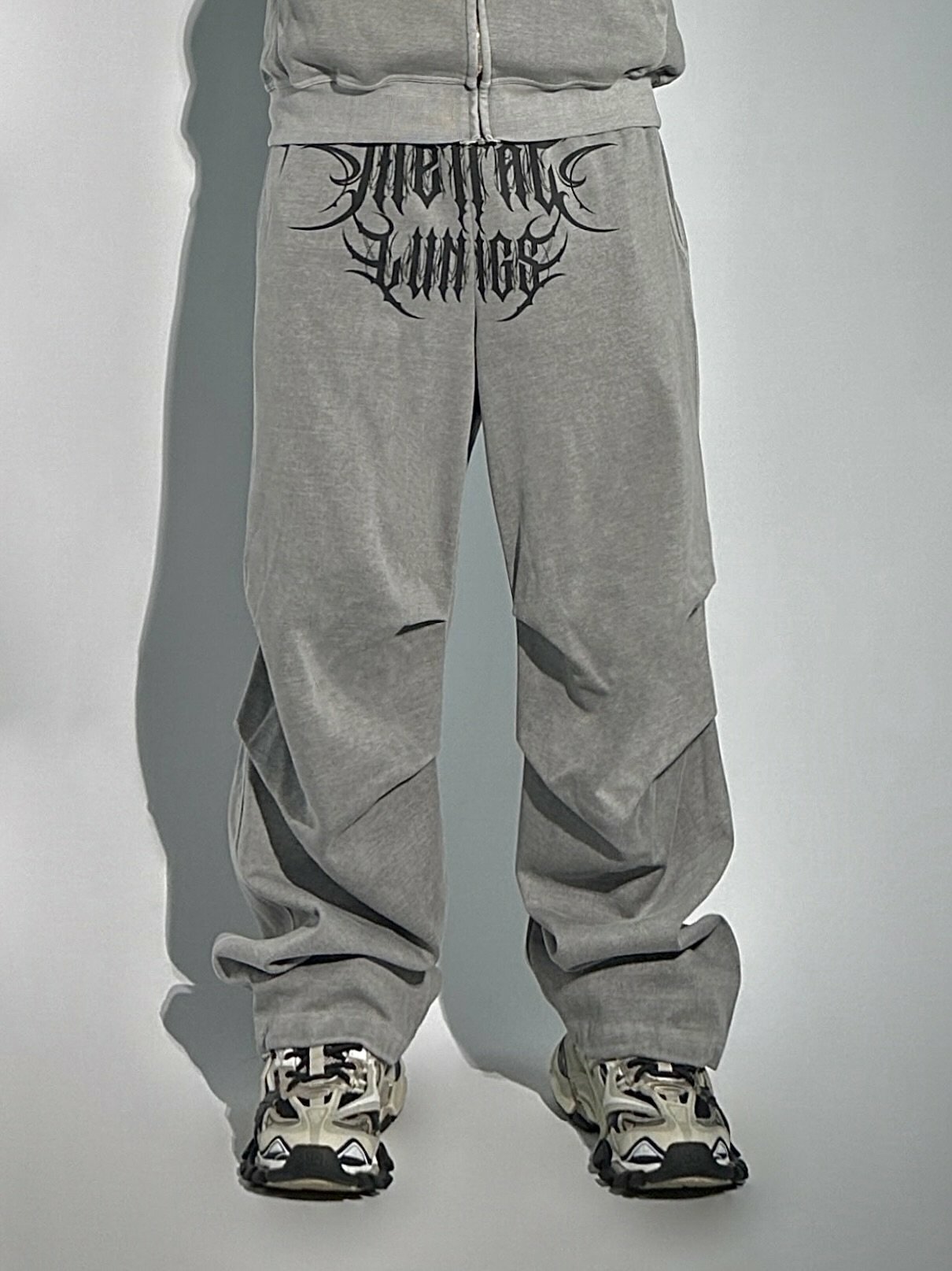 顏料字母褶襉繫帶長褲