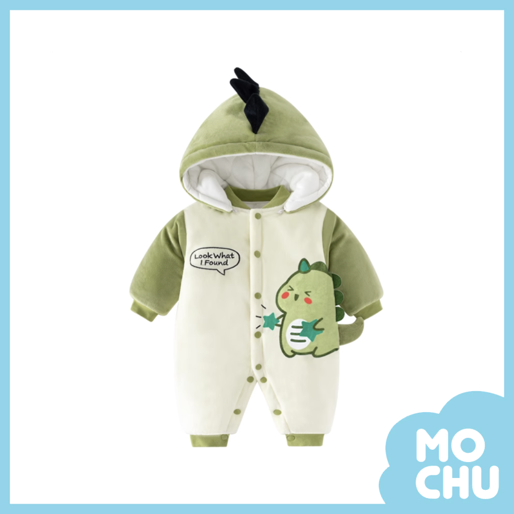 綠色恐龍加絨加厚連身衣