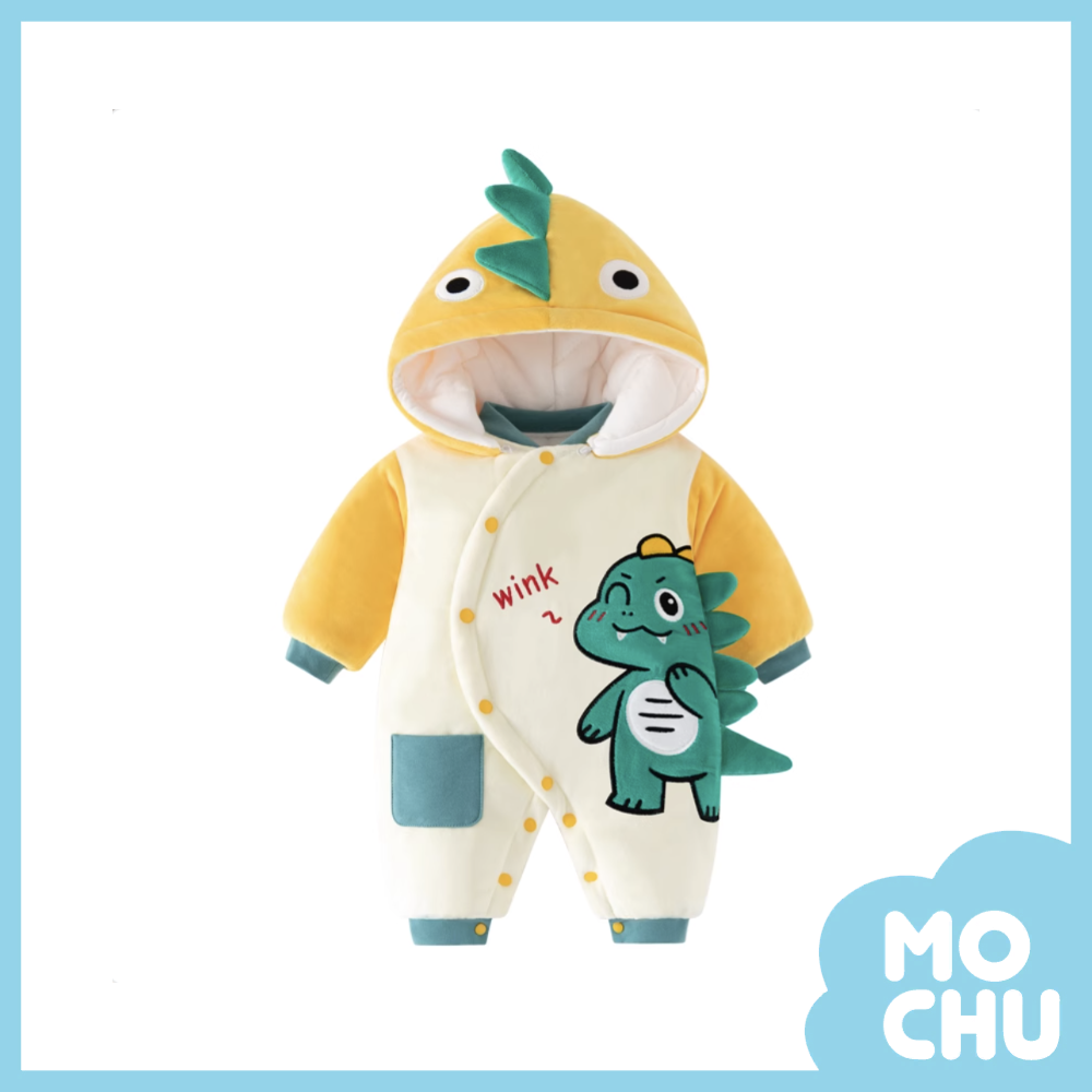 可愛恐龍加絨加厚連身衣