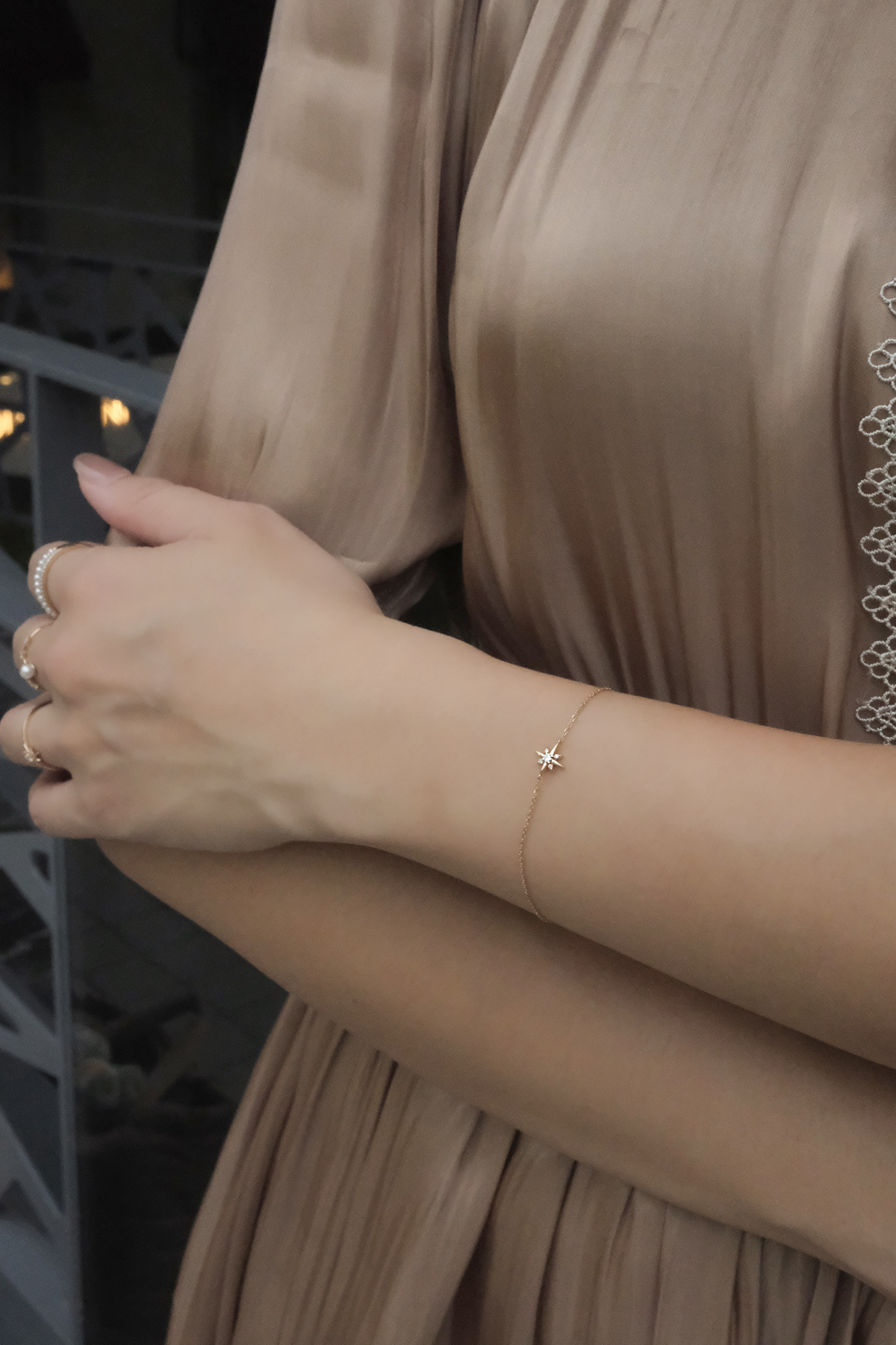 14K,純K,手鍊,輕奢珠寶,天然鑽石,真鑽,星芒,星星