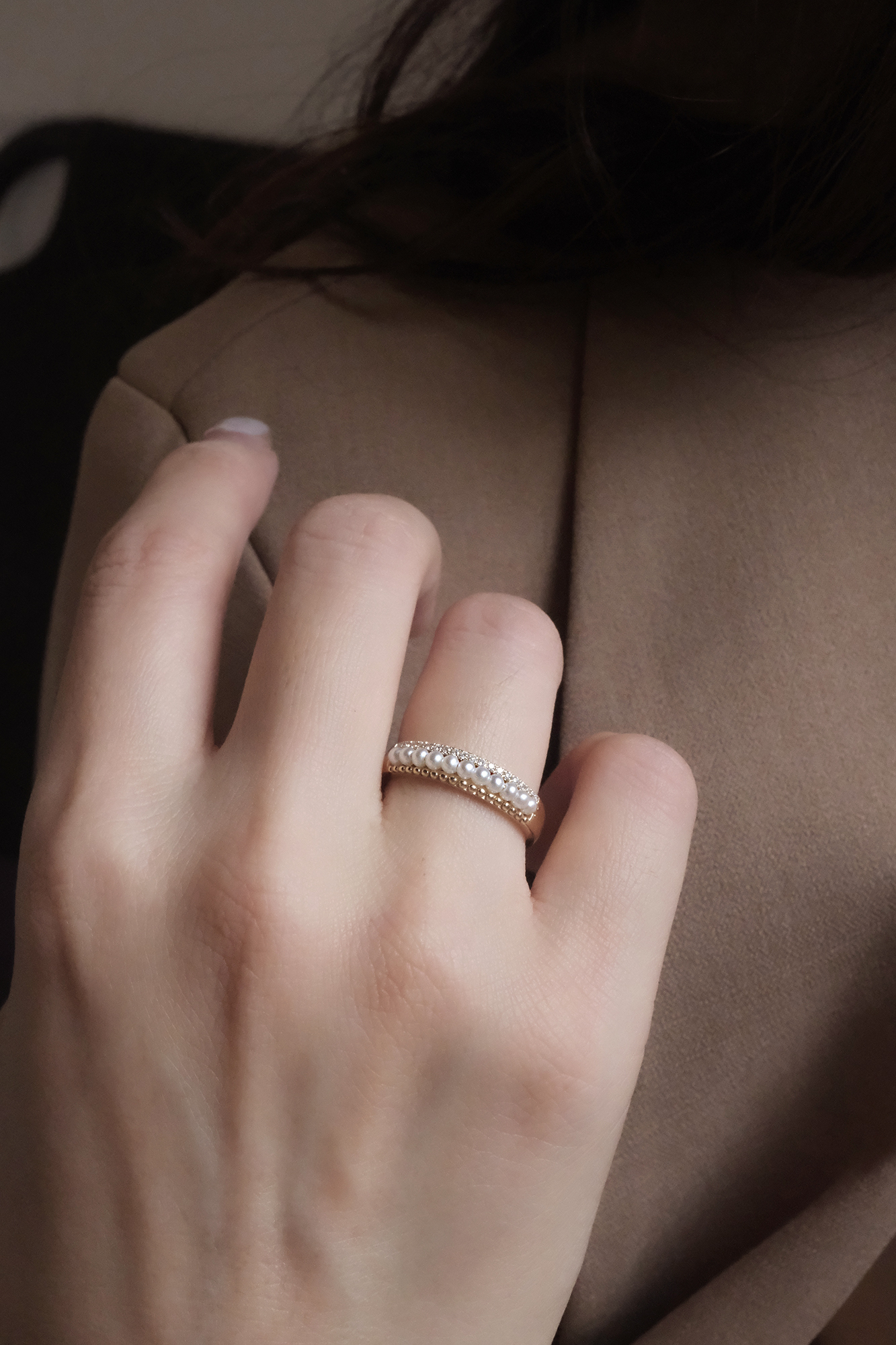 14K,天然珍珠,天然鑽石,真鑽,純K,戒指