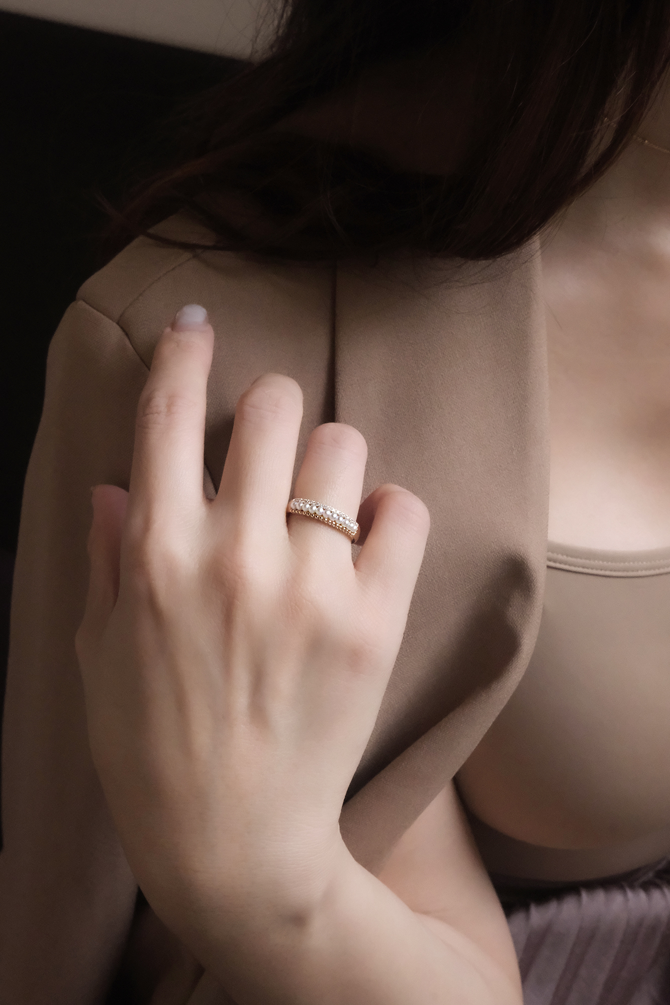 14K,天然珍珠,天然鑽石,真鑽,純K,戒指