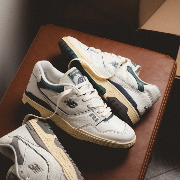NEW BALANCE 休閒鞋 NB 550 白綠 奶油底 復古 男女 BB550PTB