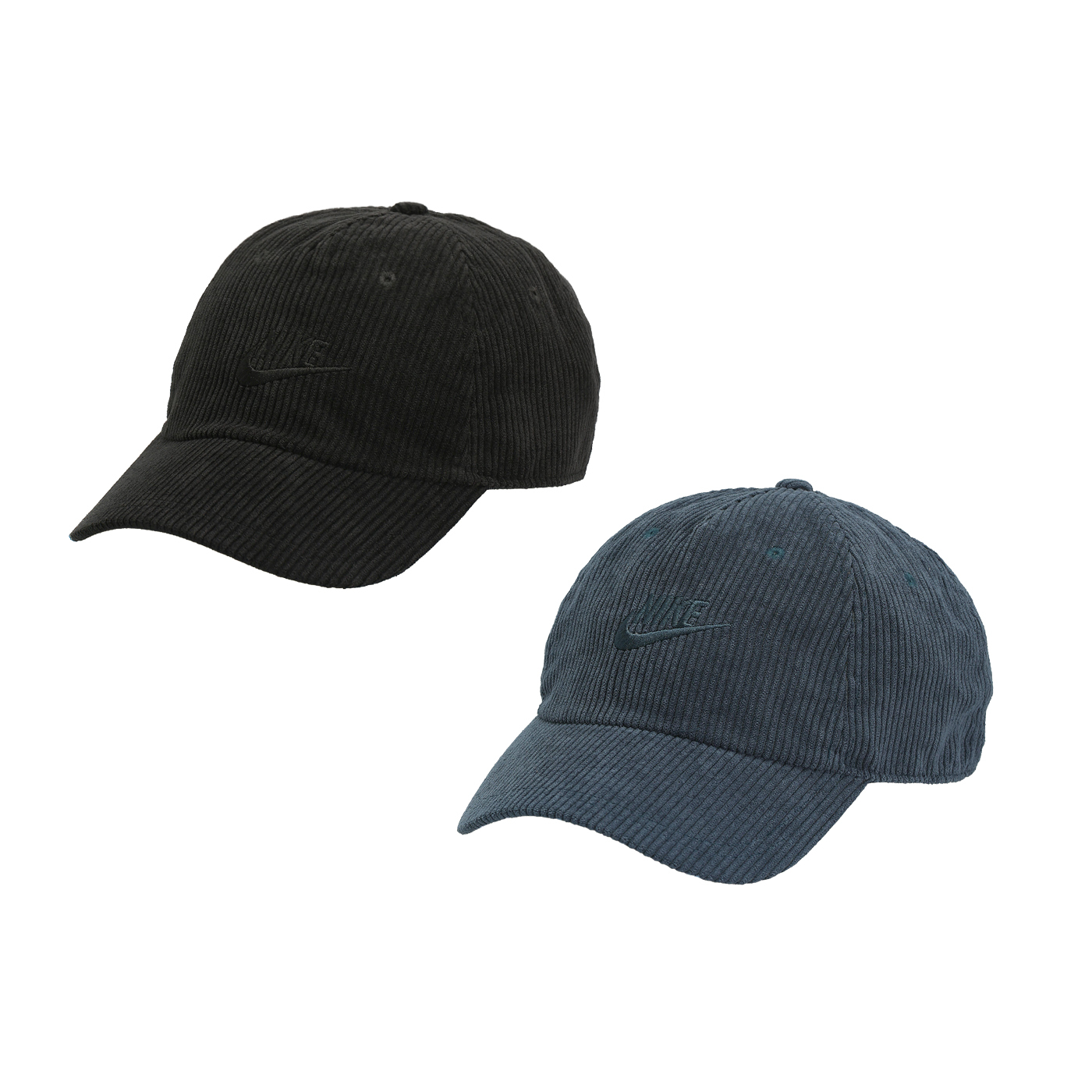 NIKE CLUB CAP 黑色 深海藍 燈芯絨 刺繡小標 可調式金屬扣 棒球帽 老帽【HF8919】