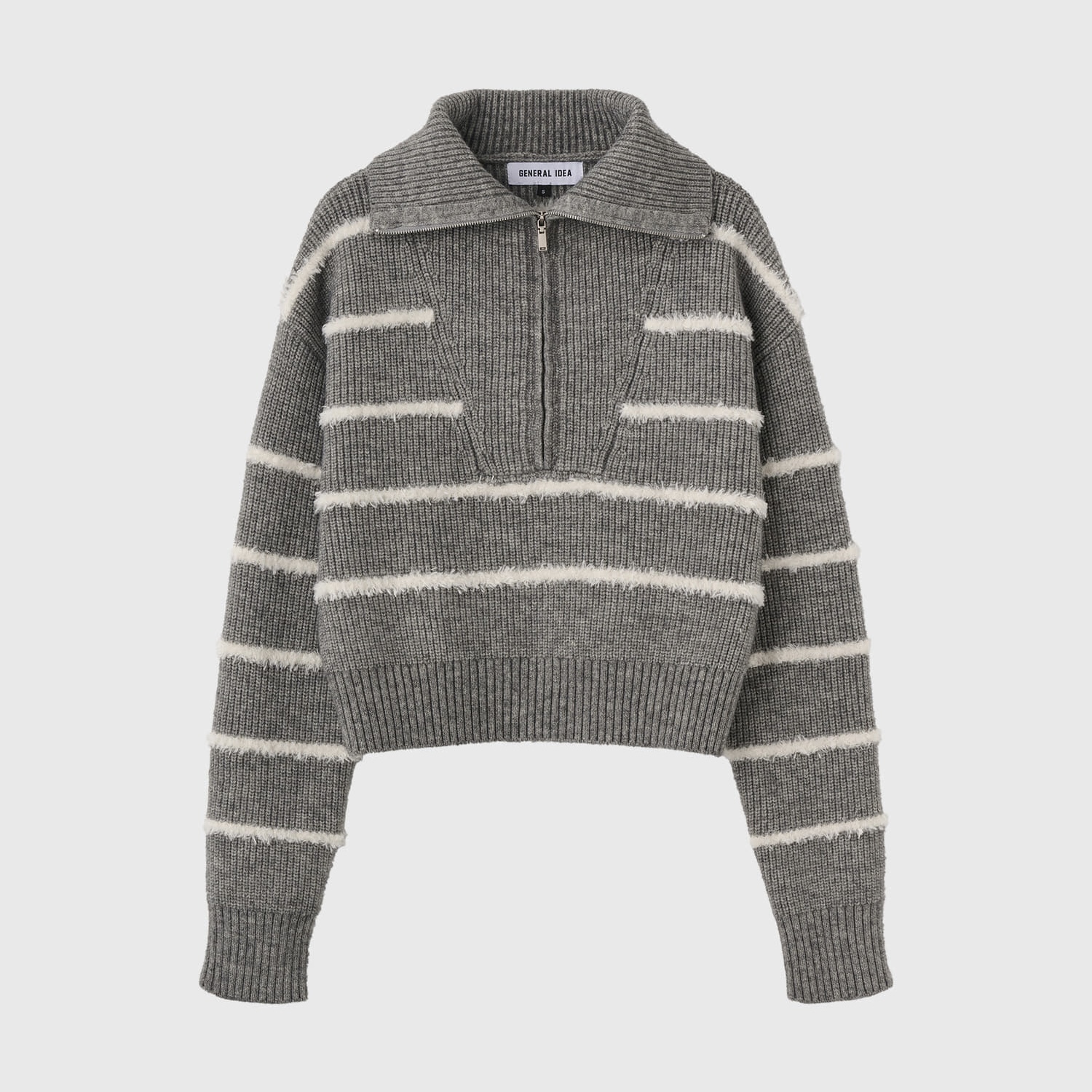 [GENERAL IDEA] STRIPE HALF ZIP-UP HACCI PULLOVER