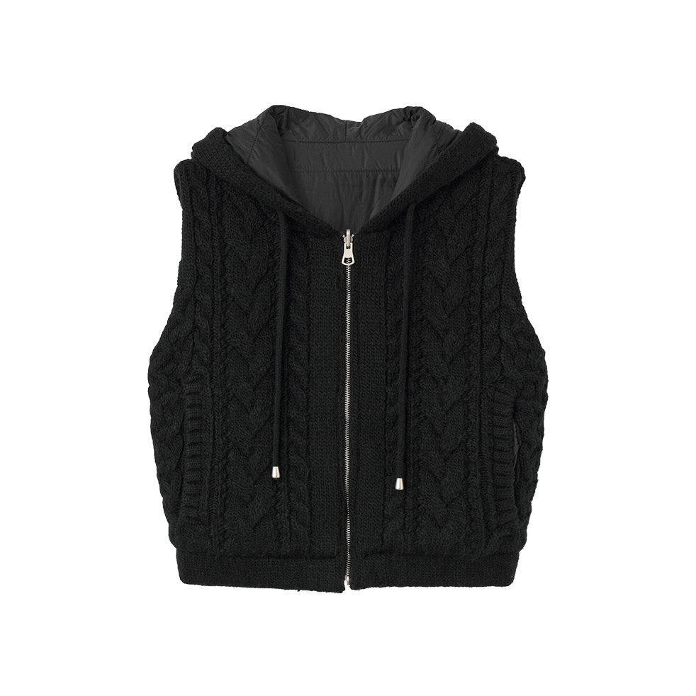 [GENERAL IDEA] WOOL CABLE KNIT PADDING VEST