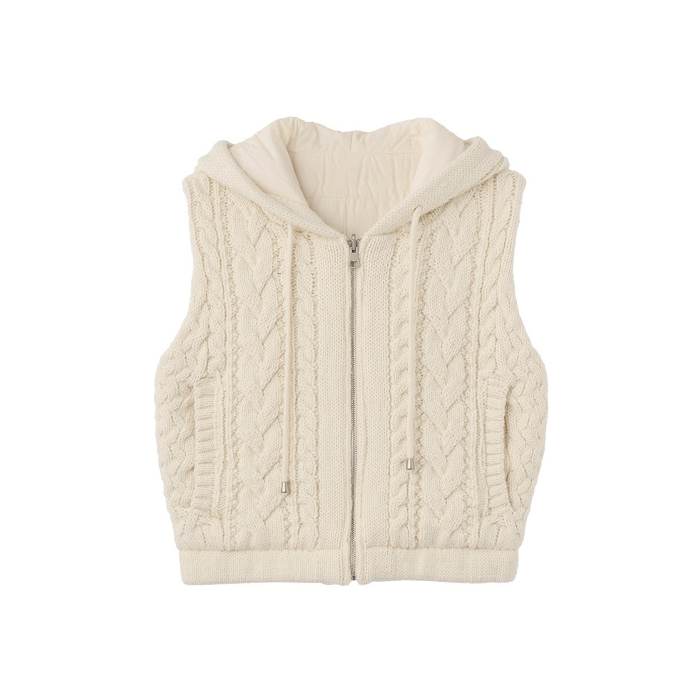 [GENERAL IDEA] WOOL CABLE KNIT PADDING VEST