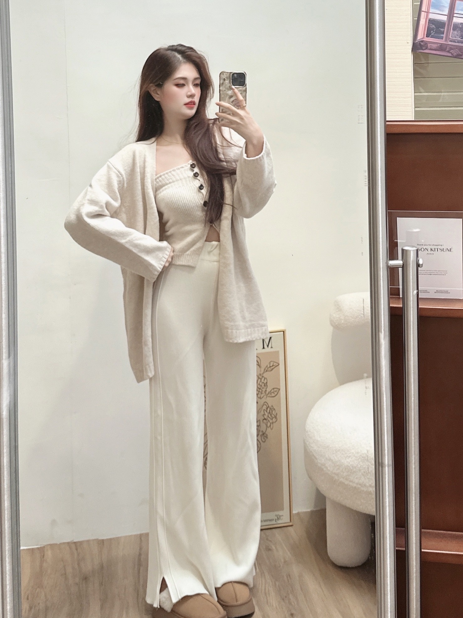 排扣下開衩針織外套/三色