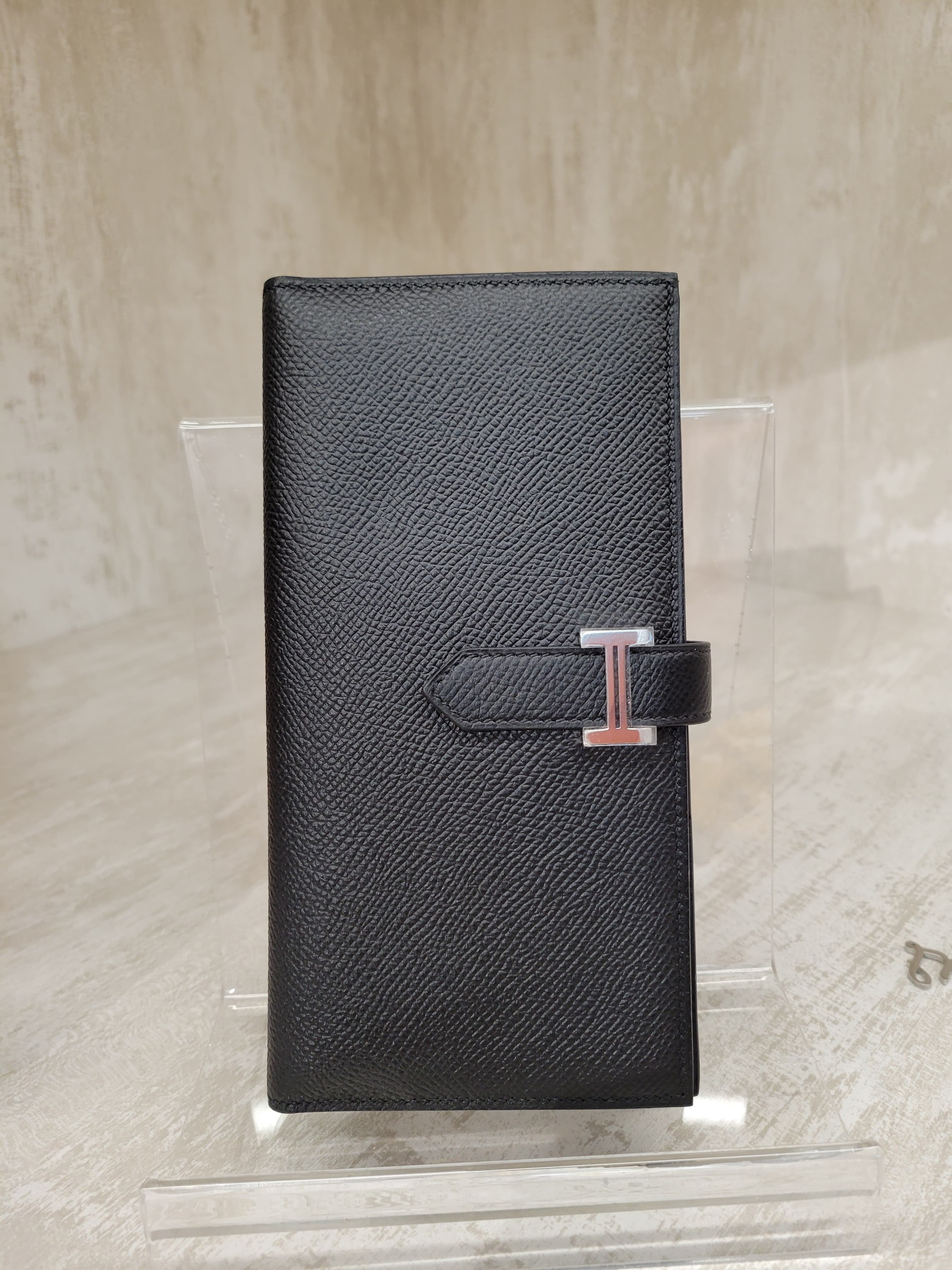 UNUSED/99NEW HERMES BEARN WALLET NOIR CK 長銀包 黑銀