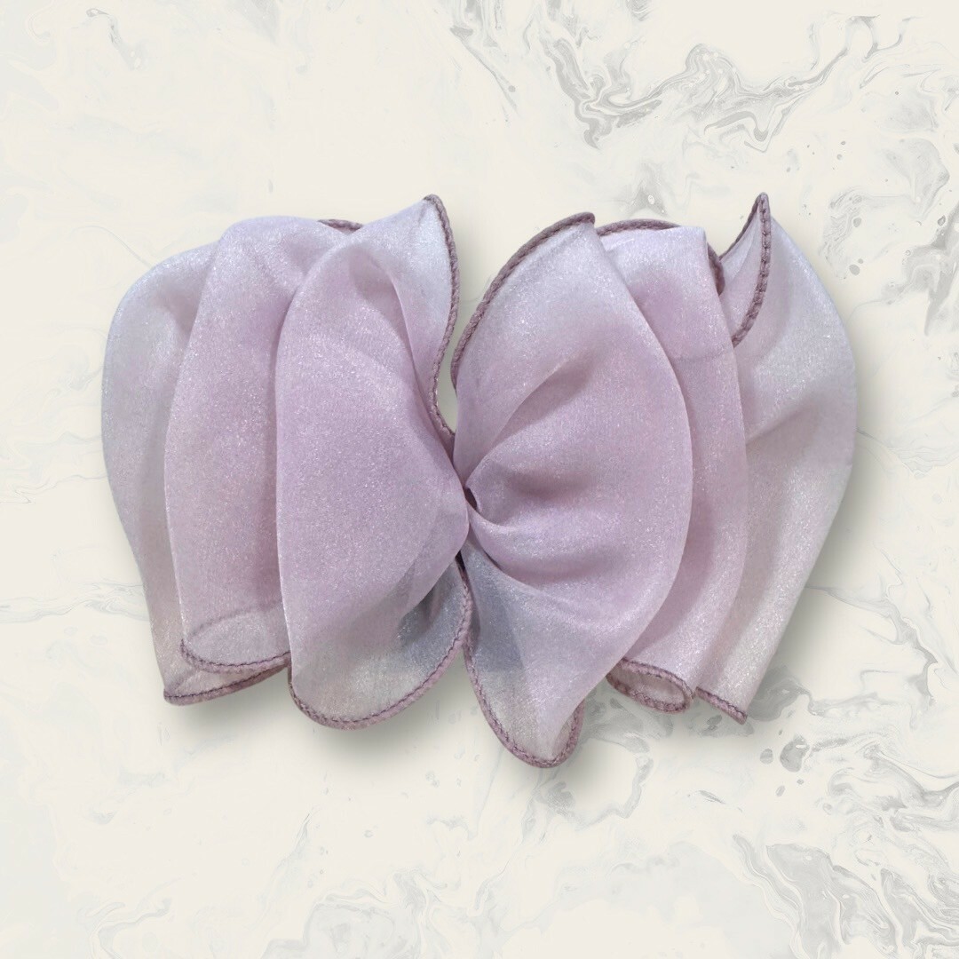 韓國直送髮飾 超大三層滾邊網紗蝴蝶結彈夾