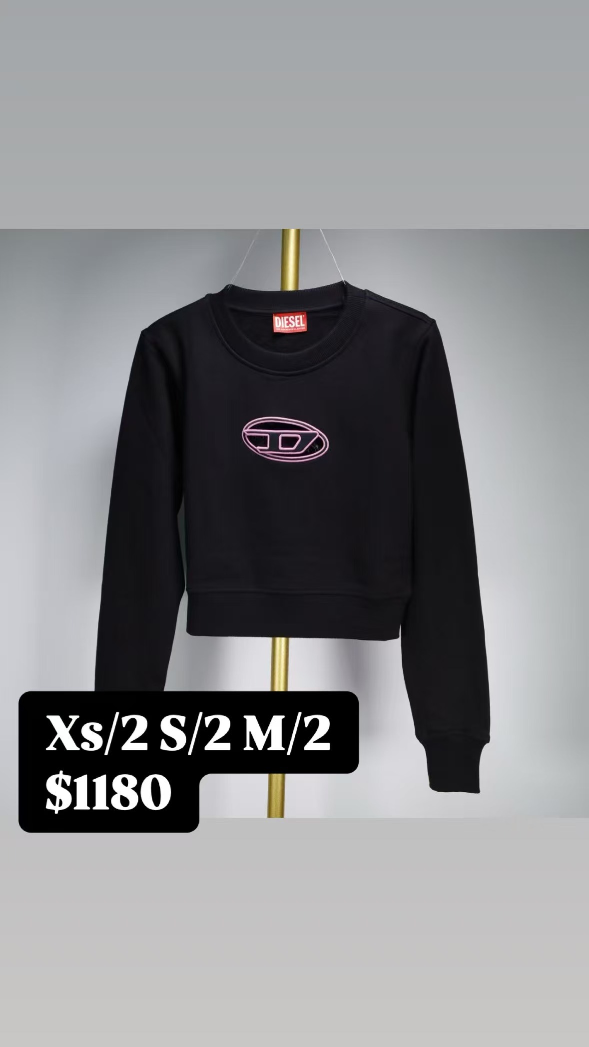 Diesel 黑色粉LOGO衛衣-T