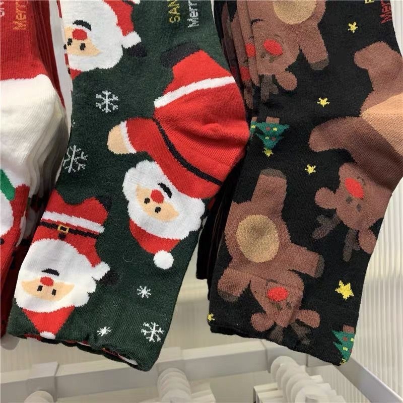《5123》秋冬款聖誕風保暖中筒襪
