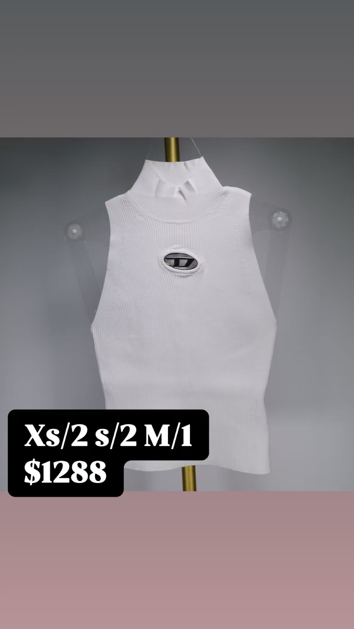 Diesel 白色高領背心-T