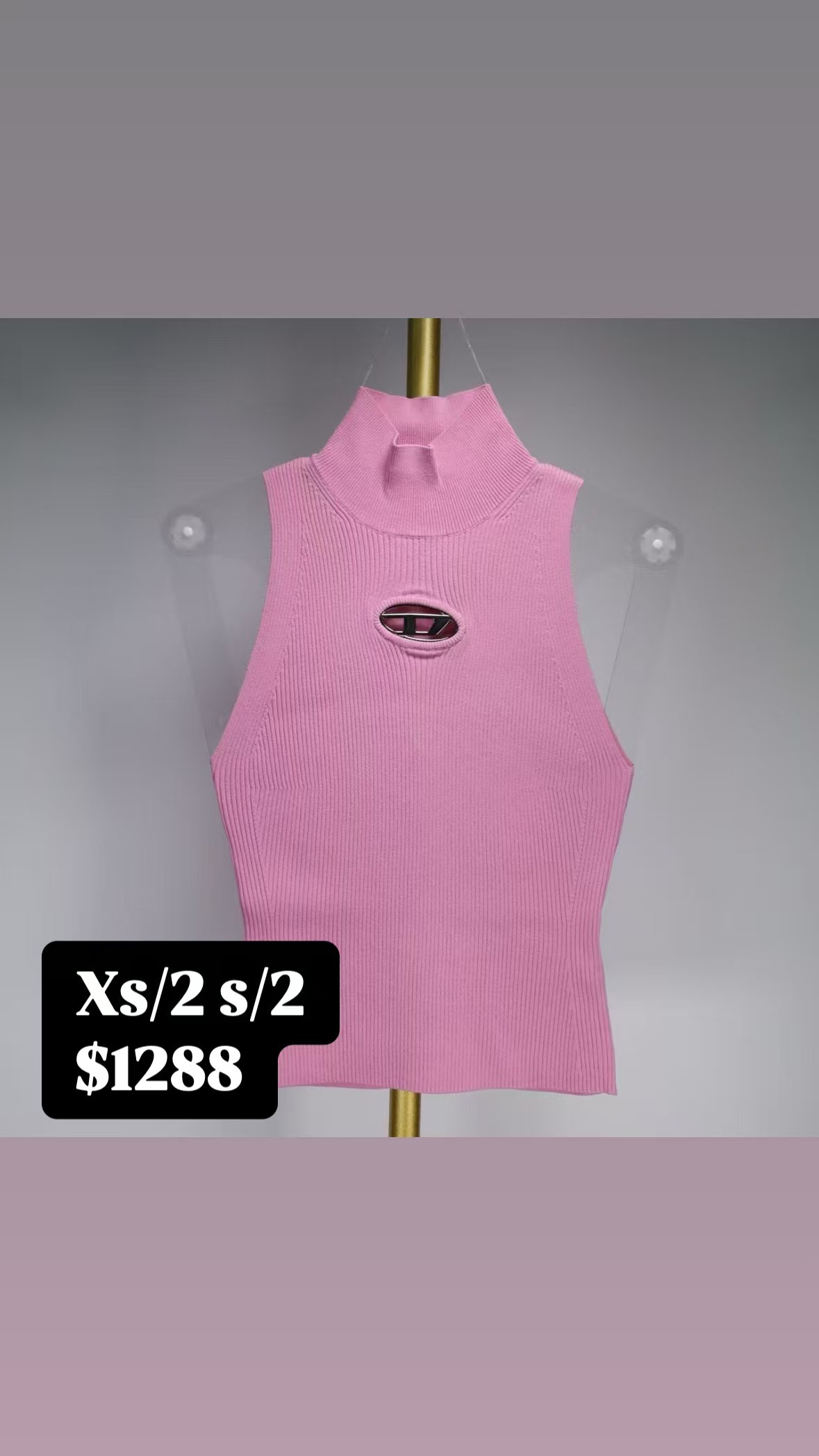 Diesel 粉色高領背心-T