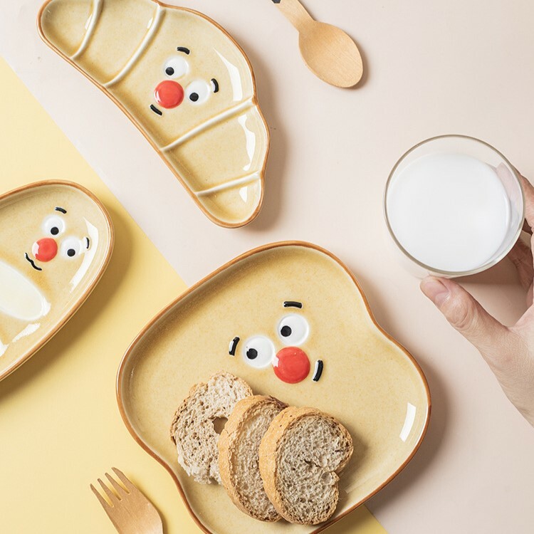 《5124》可愛麵包表情裝飾陶瓷盤