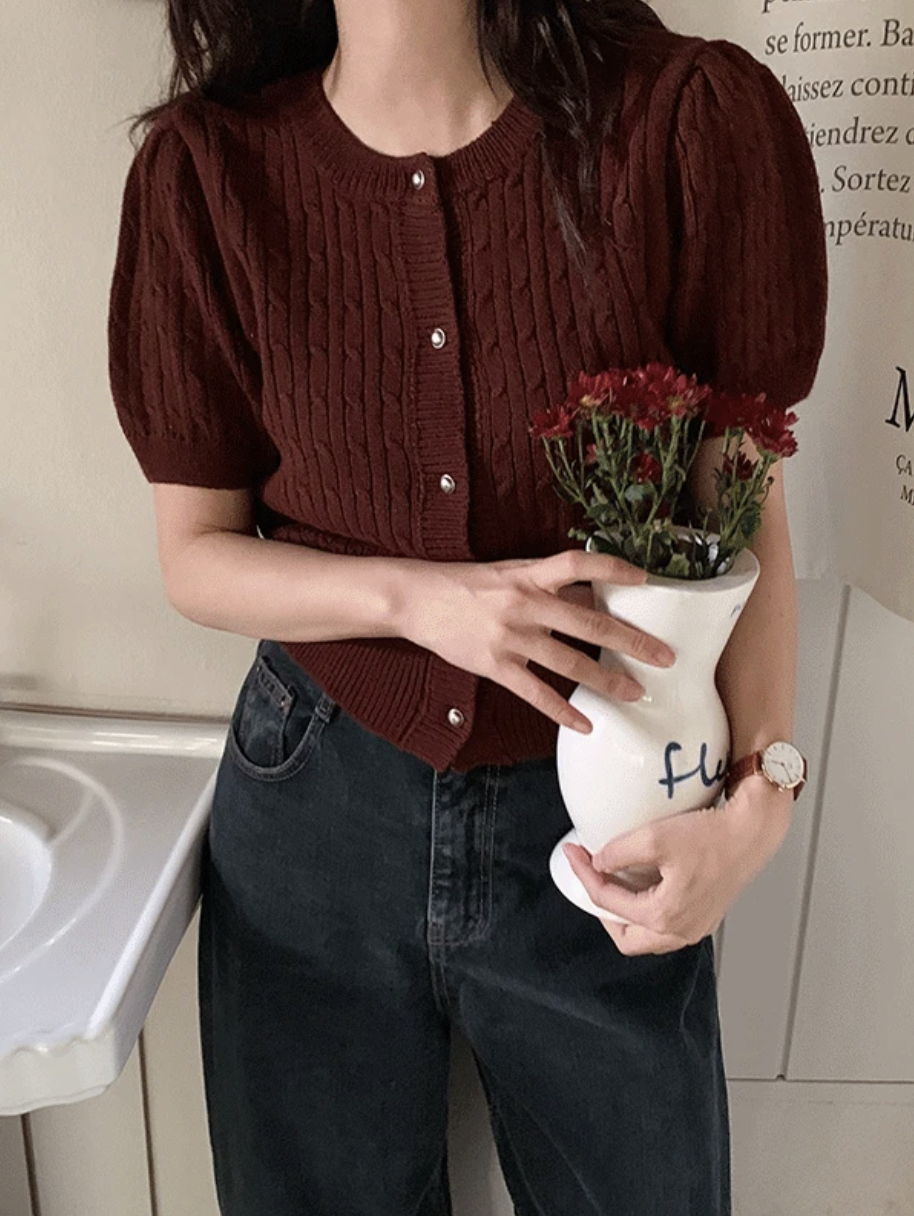 預訂｜SLOWAND #SLOWMADE Benny Silver Button Cable Cardigan (4 Color)