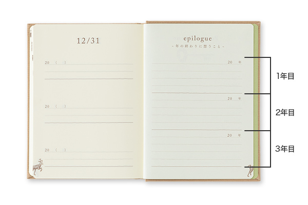 日本MIDORI ．三年連用日記 迷你 淺褐 12710-006