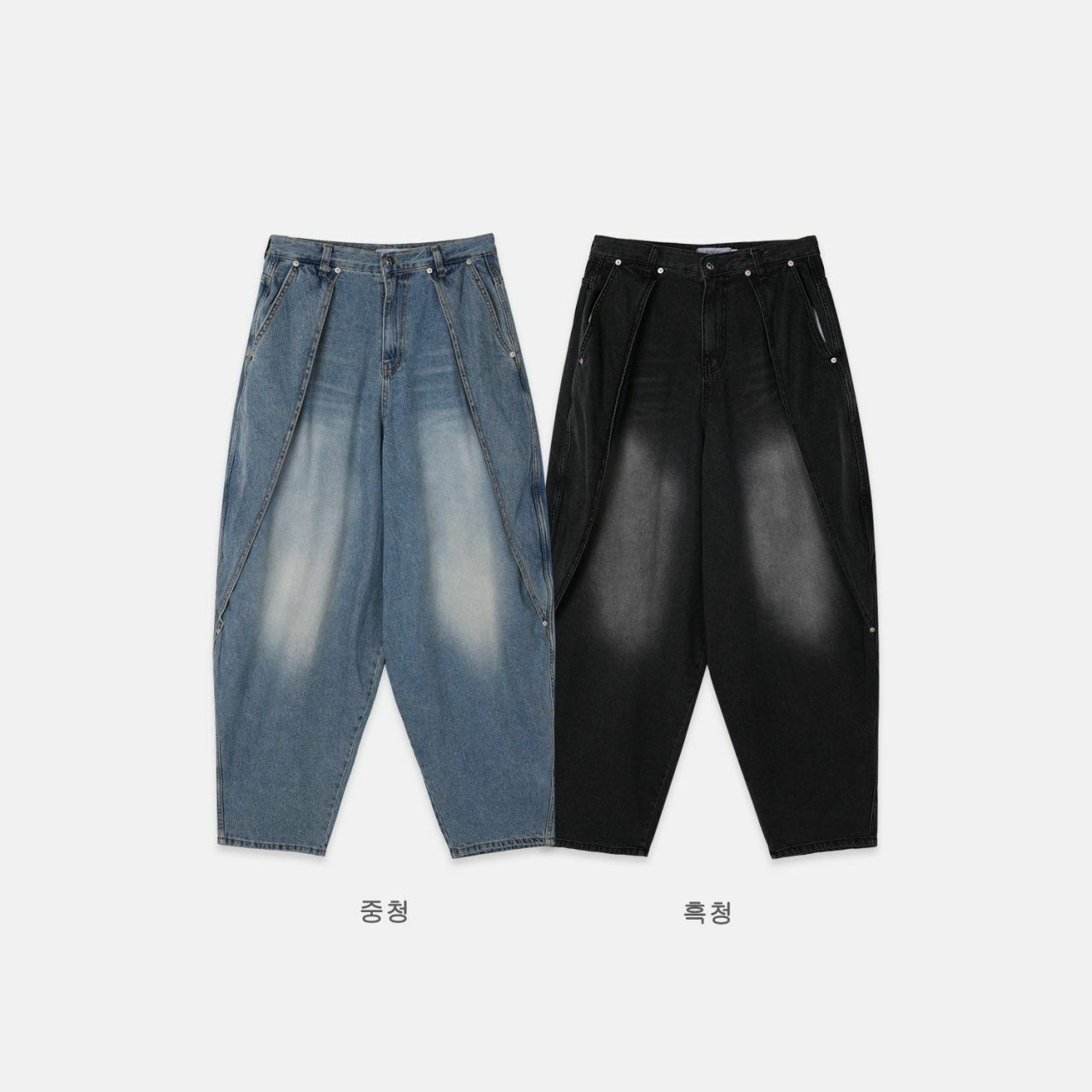 洗水淨色鬆身牛仔褲 ENOC-003P