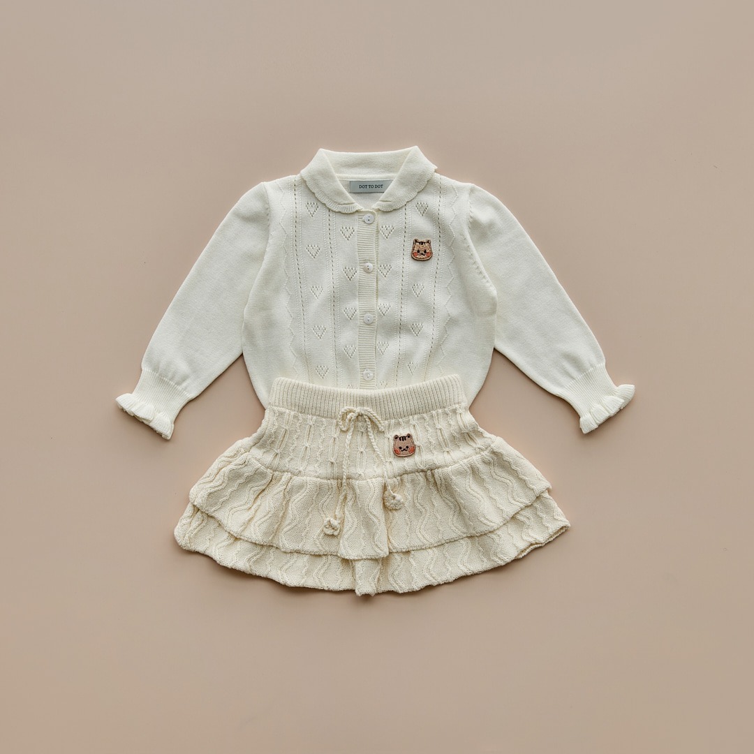 24F/W DTD暖暖校園風系列-愛心鏤空飛邊針織開襟衫