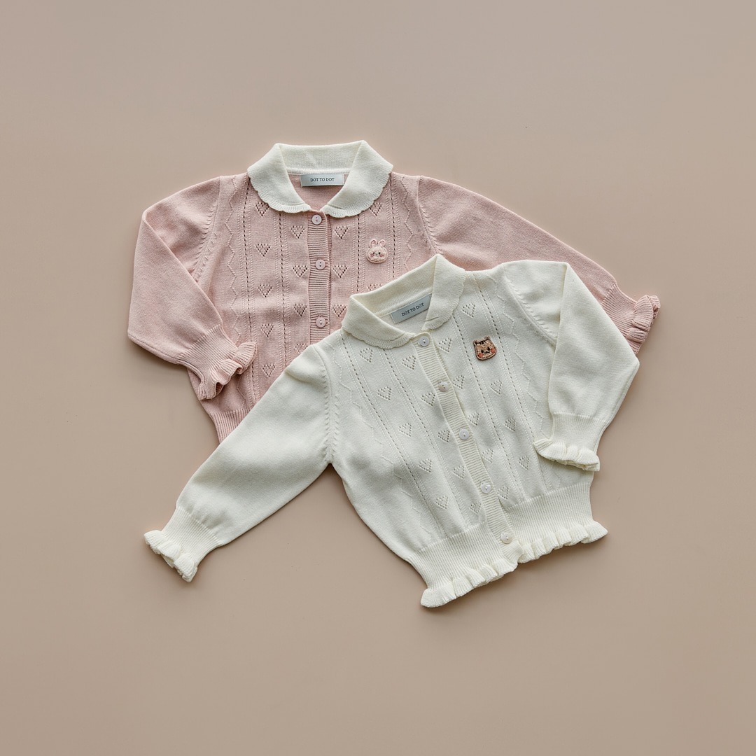 24F/W DTD暖暖校園風系列-愛心鏤空飛邊針織開襟衫