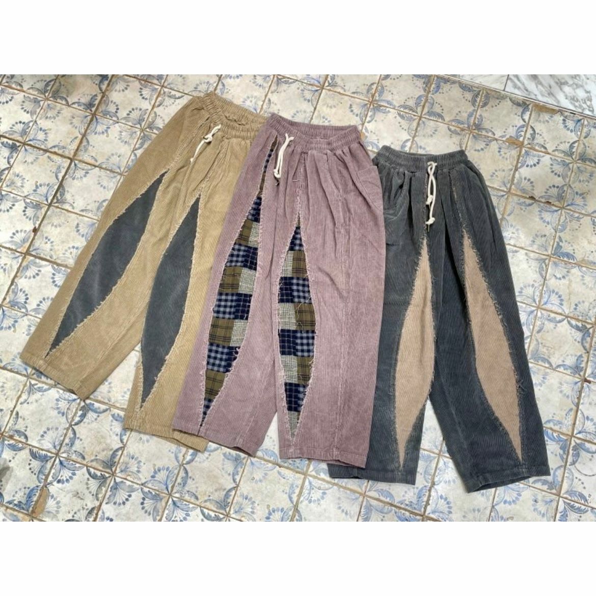 格仔拼燈心絨鬆身褲 HIGH FIVE-123P