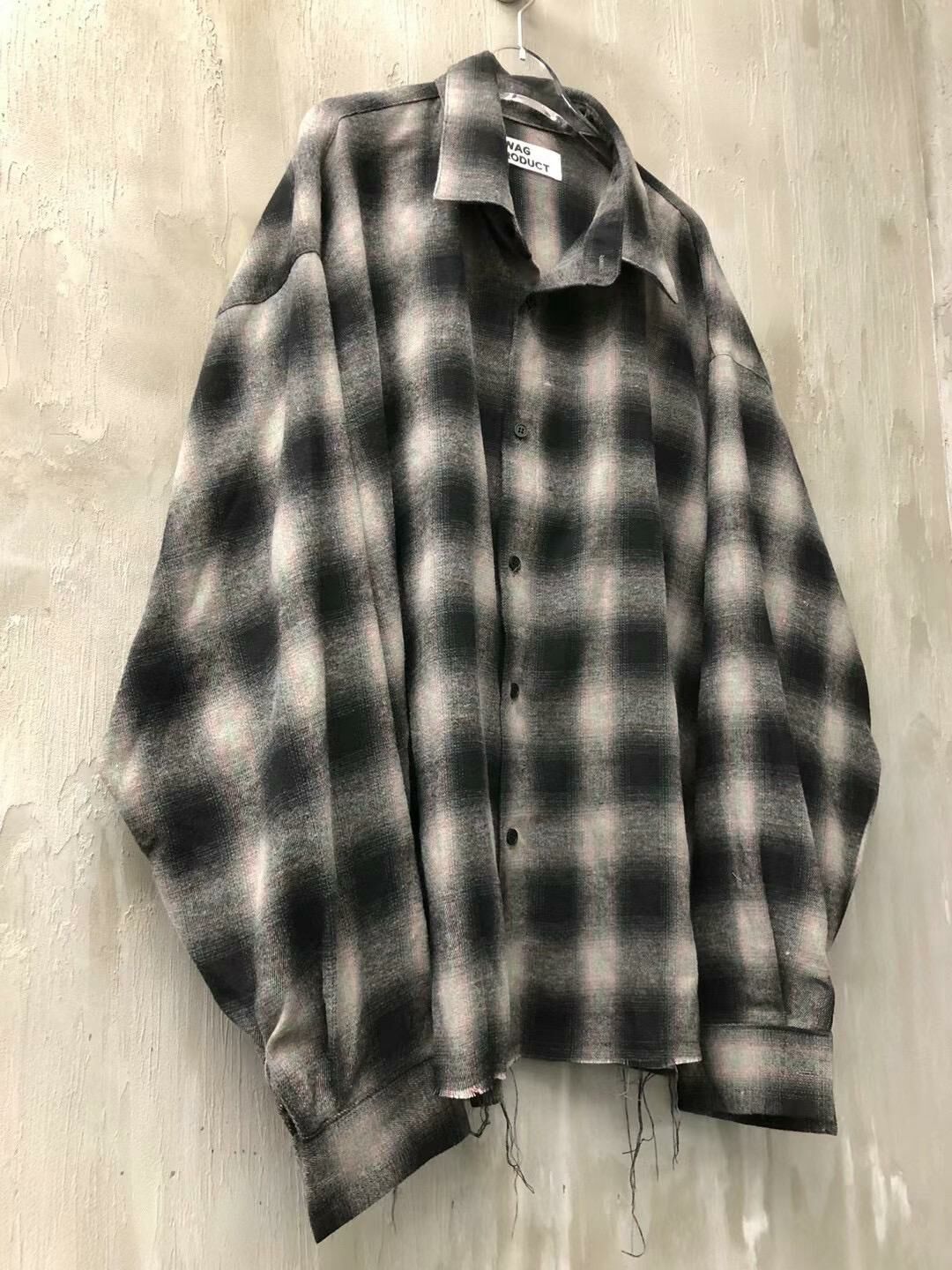 格仔破邊長袖恤衫 SWAG-001S