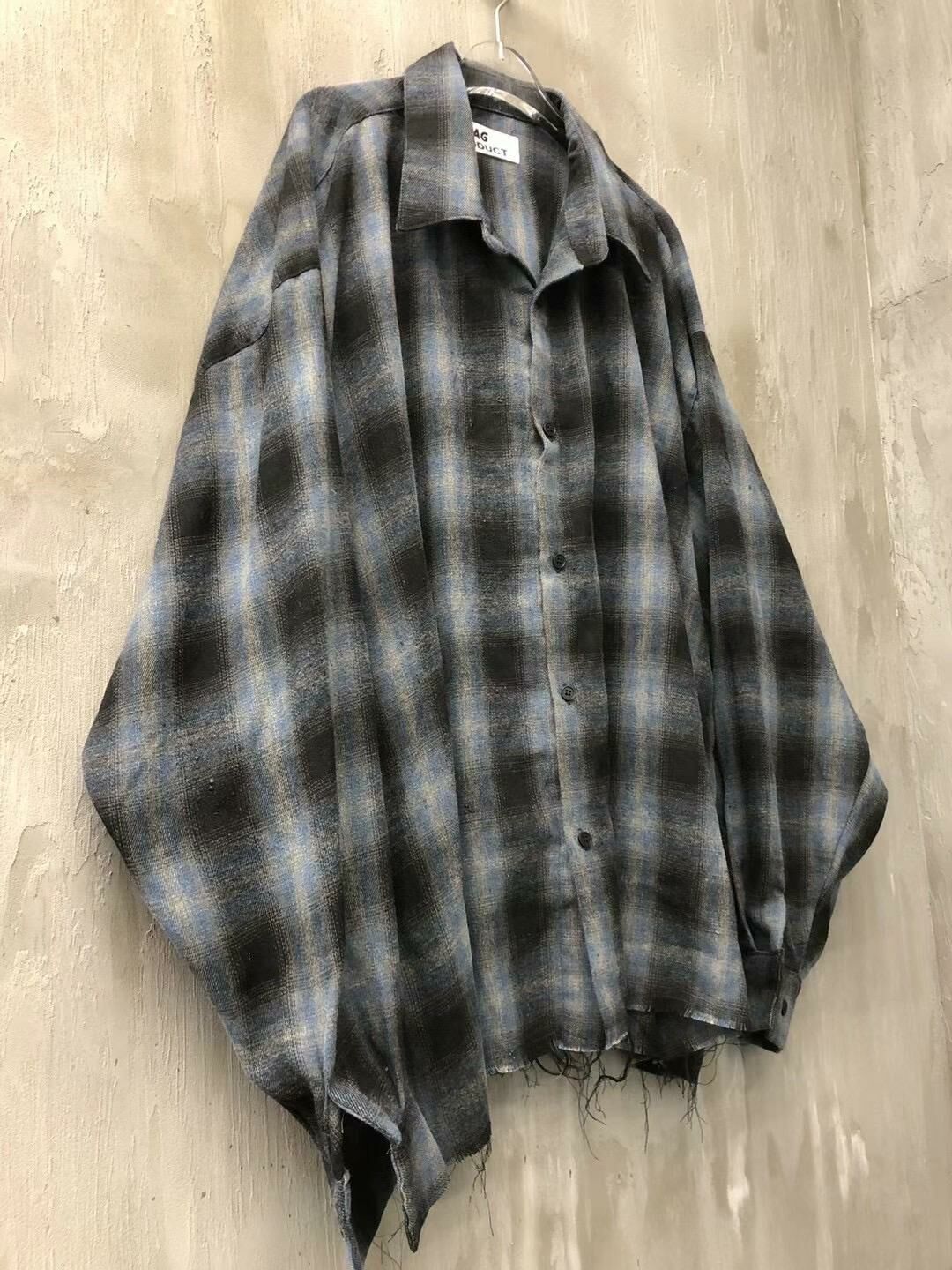 格仔破邊長袖恤衫 SWAG-001S