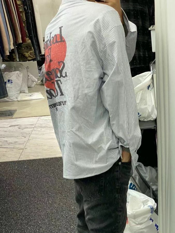 直間英文字圖案長袖恤衫 SWAG-002S