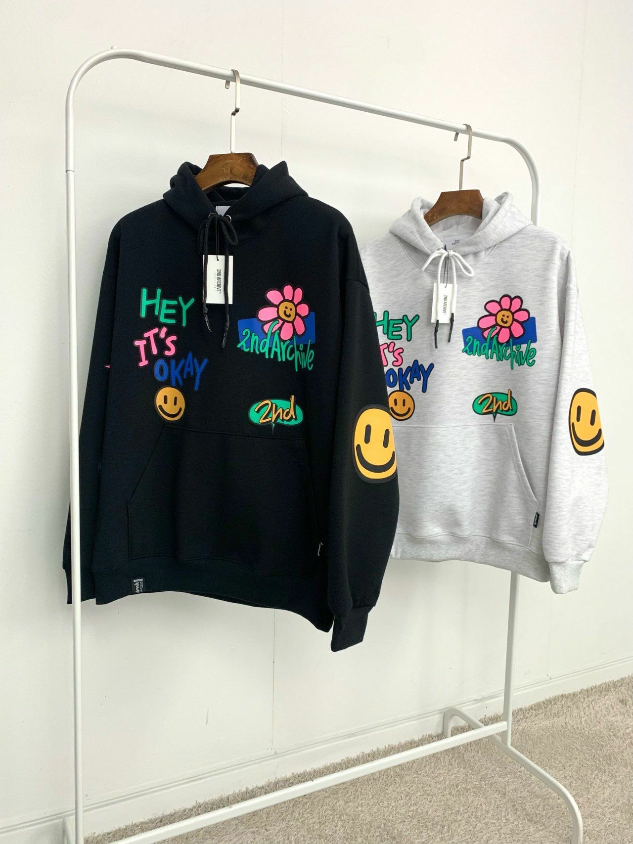 花花圖案英文字連帽衛衣 2nd-178T