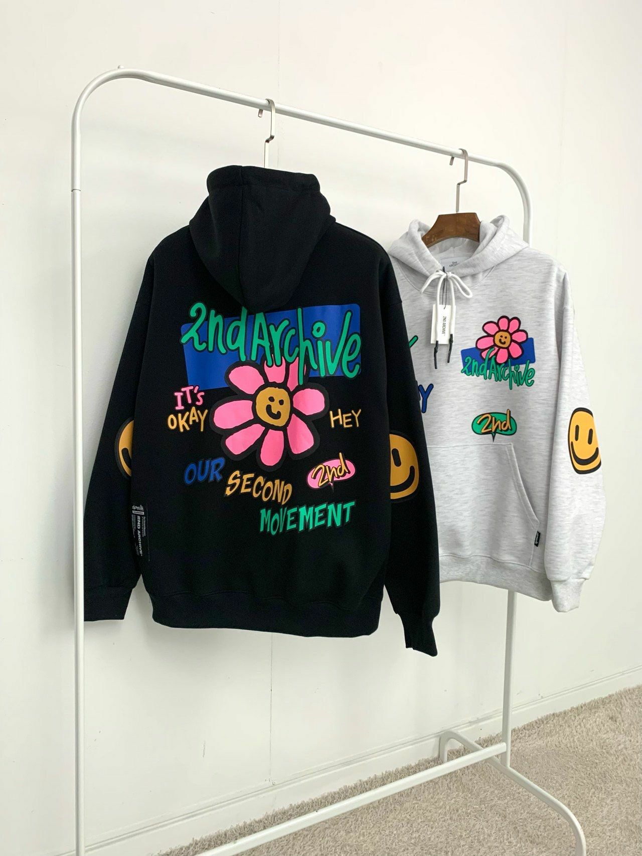 花花圖案英文字連帽衛衣 2nd-178T