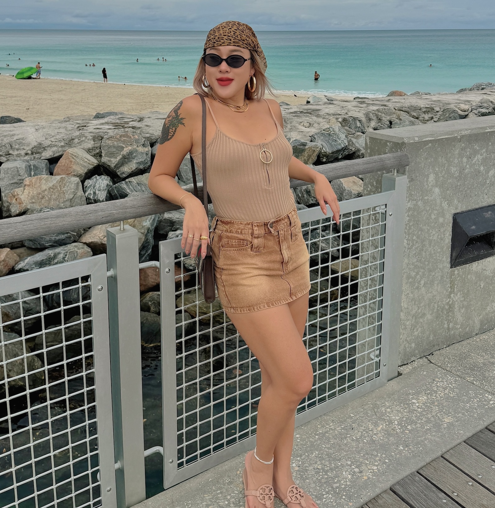 🤎辣卡其針織拉環Bodysuit