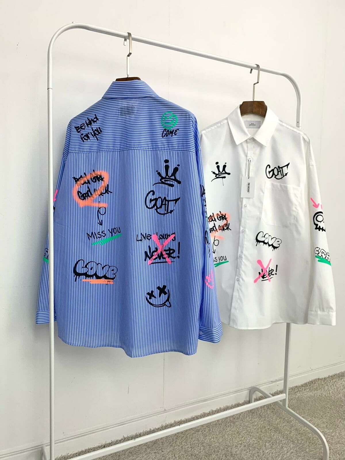 直間/淨色英文字圖案長袖恤衫 2nd-180S