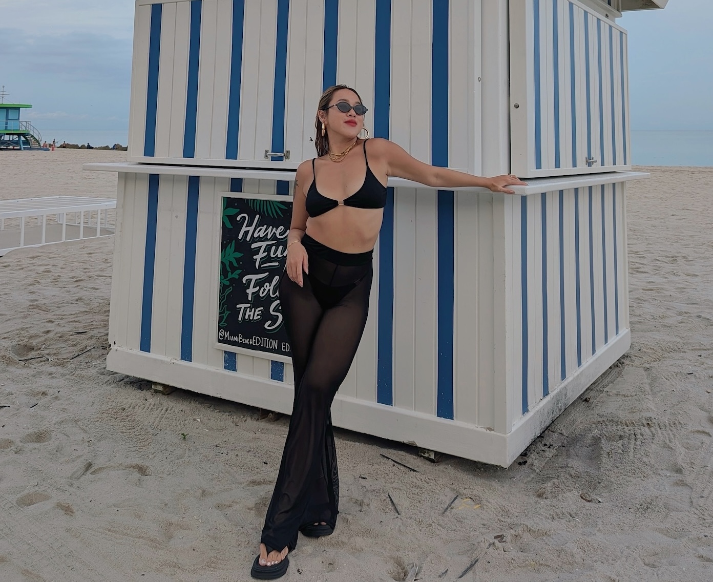 派對必備🧉辣黑網紗喇叭褲