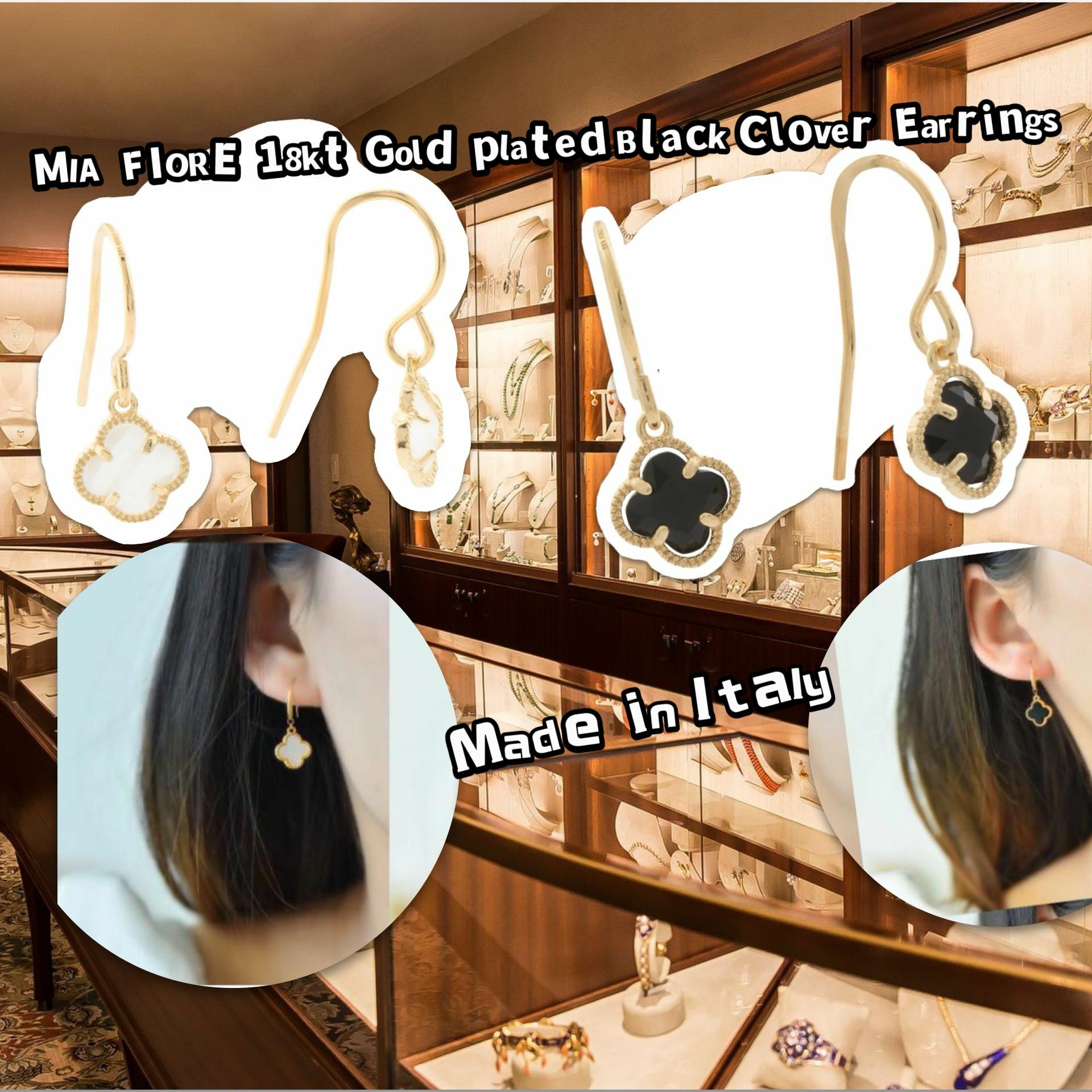 【預購】MIA FIORE 18kt Gold Plated Black Clover G103018 耳環