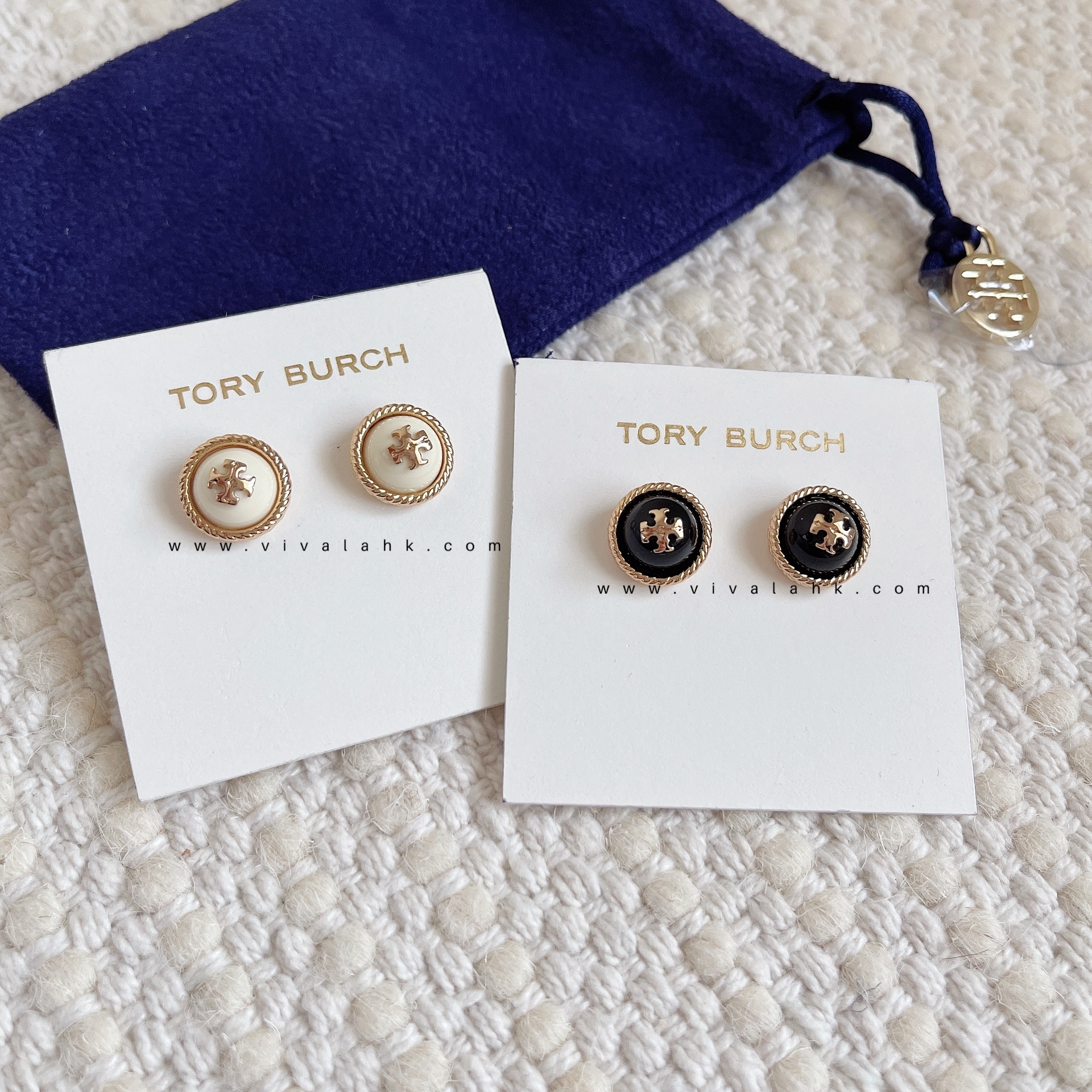 Tory Burch - 繩邊圓形Logo 耳環 (50709)