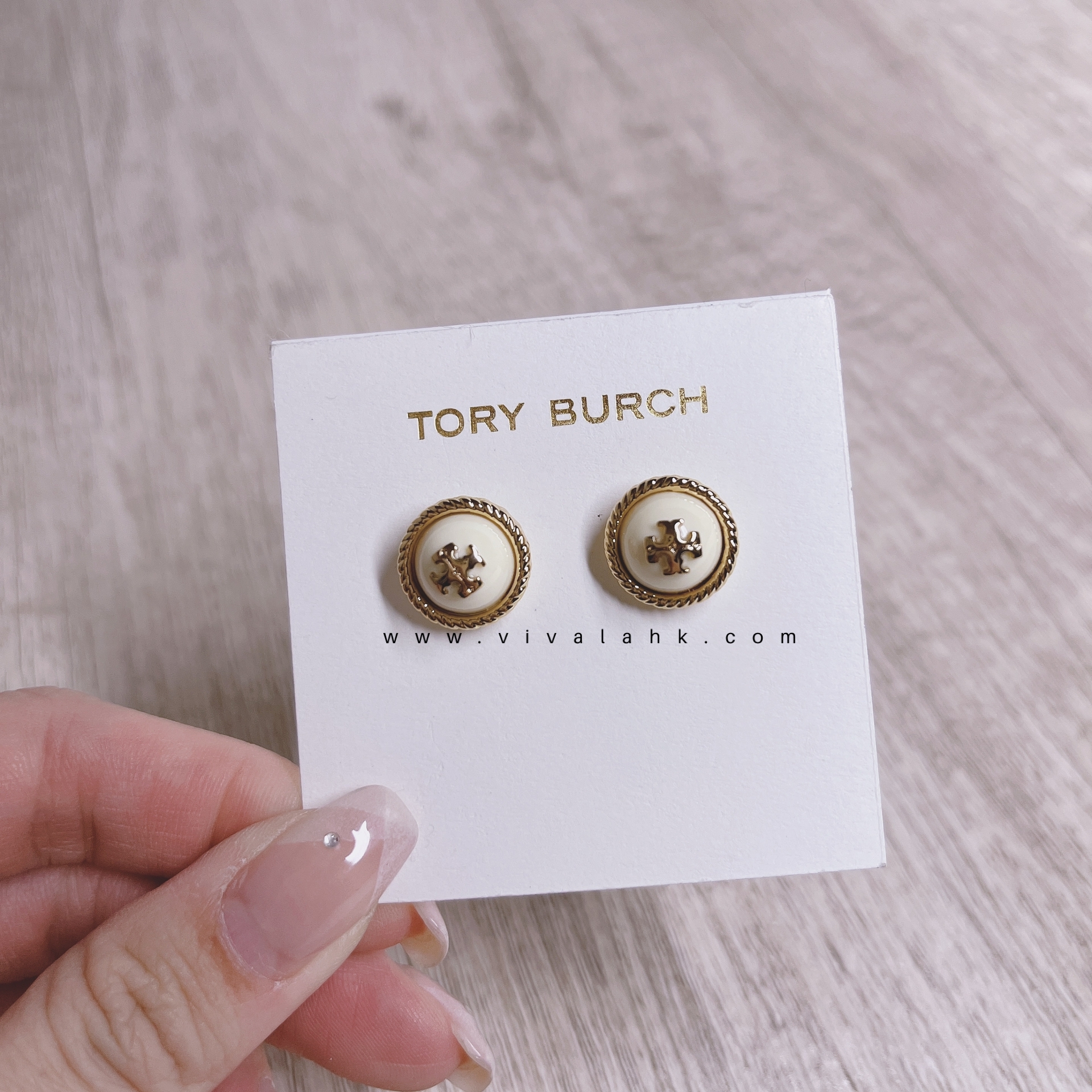 Tory Burch - 繩邊圓形Logo 耳環 (50709)