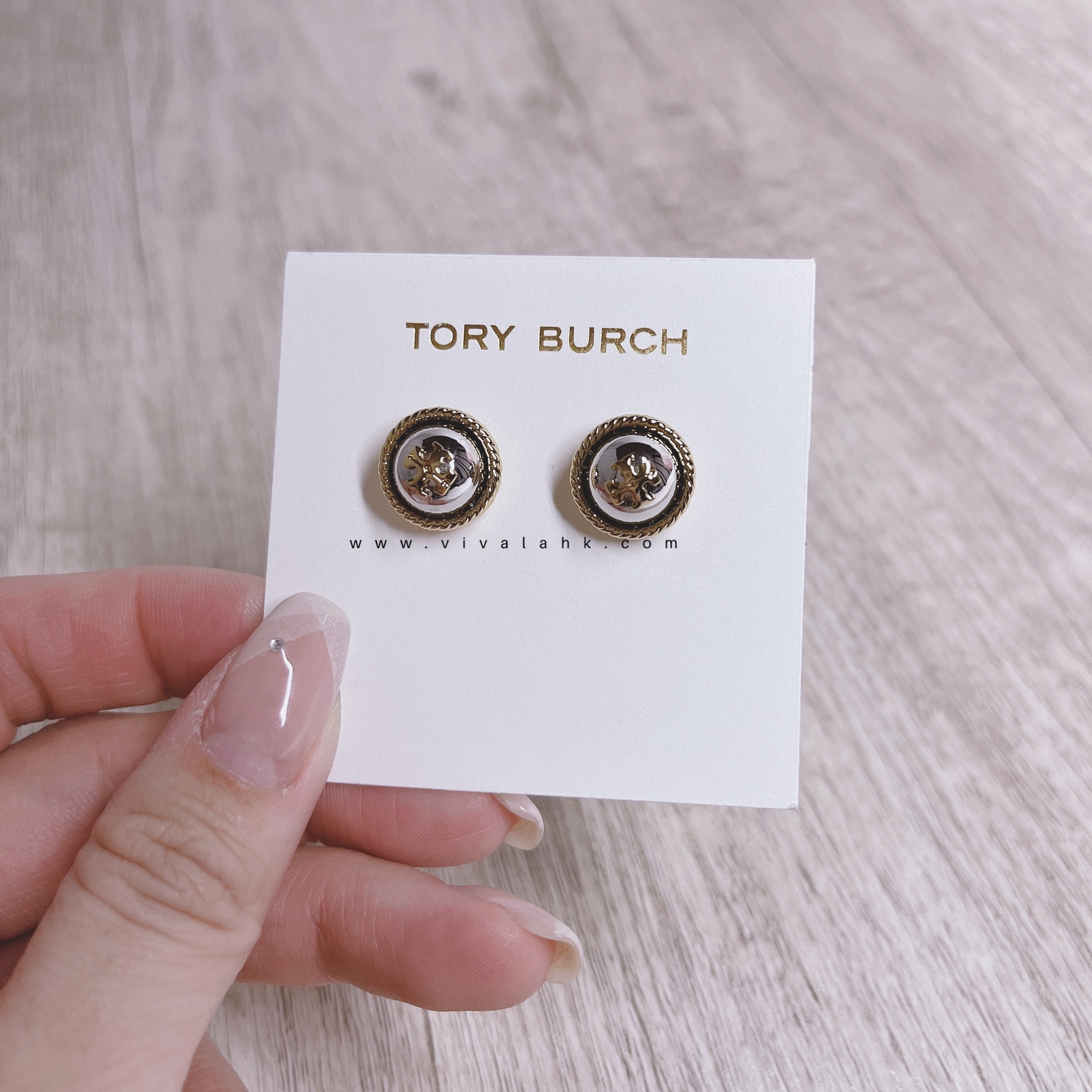 Tory Burch - 繩邊圓形Logo 耳環 (50709)